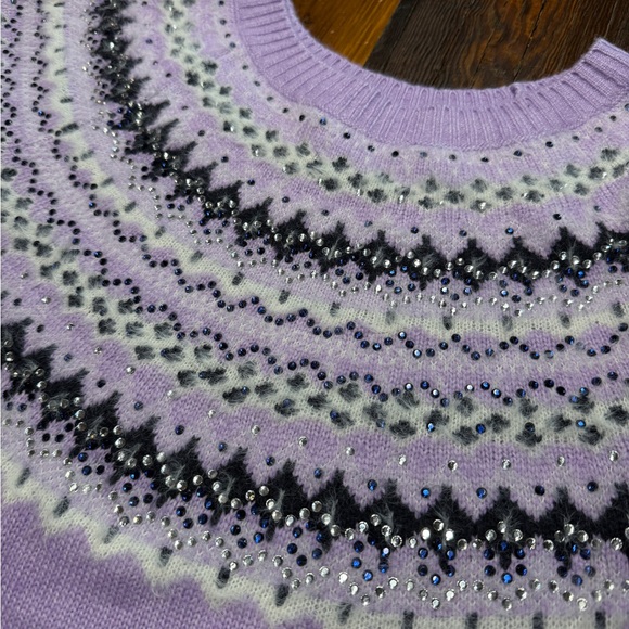 Talbots Lilac Fair Isle Sweater - Picture 4 of 6